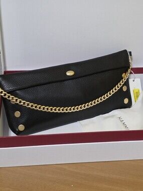 Hammitt Black Leather Chain-Trim Women’s Clutch